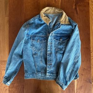 denim jacket with corduroy collar